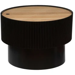 TAVOLINO CONTENITORE ENOLA DIAM. 55 H.38 CM NERO E NATURALE in vendita online