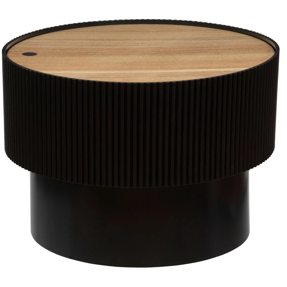 TAVOLINO CONTENITORE ENOLA DIAM. 55 H.38 CM NERO E NATURALE in vendita online