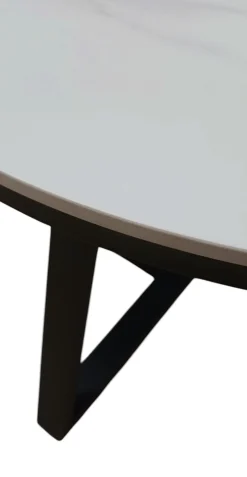 TAVOLINO DIAM. CM 50 H.50 METALLO E PIANO IN CERAMICA EFFETTO MARMO BIANCO in vendita online