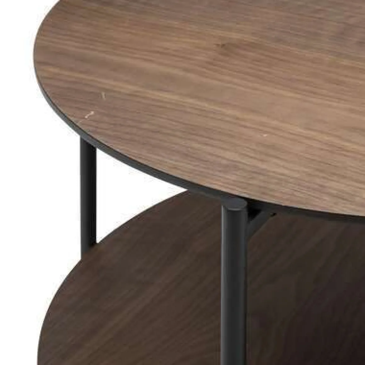 TAVOLINO MOD. KEMI DIAM. 63.2 H.52 METALLO E MDF NERO E NOCE in vendita online