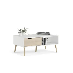 TAVOLINO MOD. OSLO CM 98,7X60,2 H. 43,3 BIANCO OPACO E OAK: vendita online TAVOLINO MOD. OSLO CM 98,7X60,2 H. 43,3 BIANCO OPACO E OAK in offerta