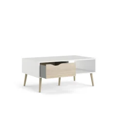 TAVOLINO MOD. OSLO CM 98,7X60,2 H. 43,3 BIANCO OPACO E OAK: vendita online TAVOLINO MOD. OSLO CM 98,7X60,2 H. 43,3 BIANCO OPACO E OAK in offerta