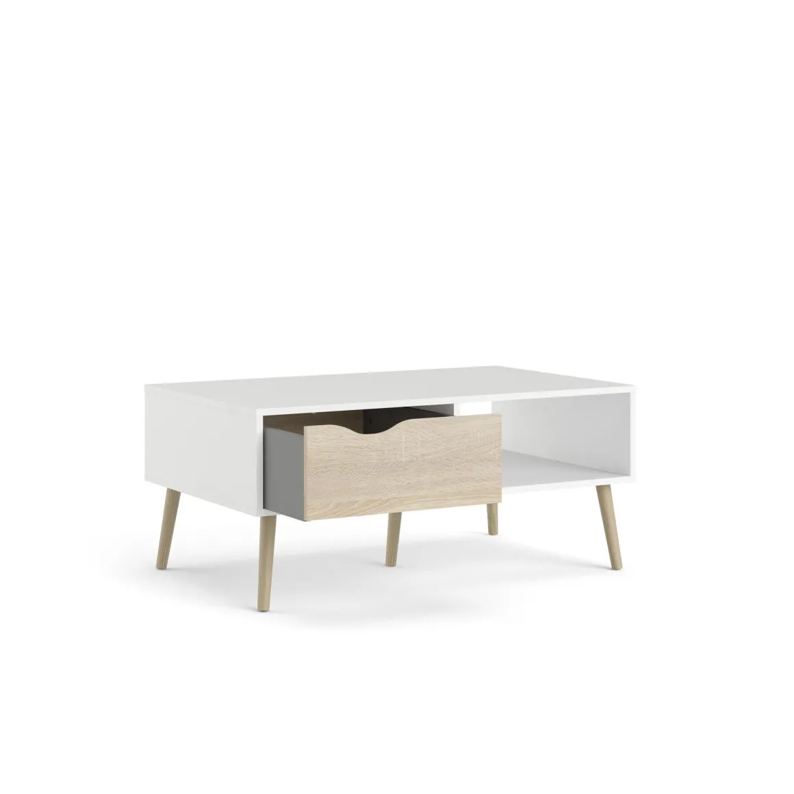 TAVOLINO MOD. OSLO CM 98,7X60,2 H. 43,3 BIANCO OPACO E OAK: vendita online TAVOLINO MOD. OSLO CM 98,7X60,2 H. 43,3 BIANCO OPACO E OAK in offerta