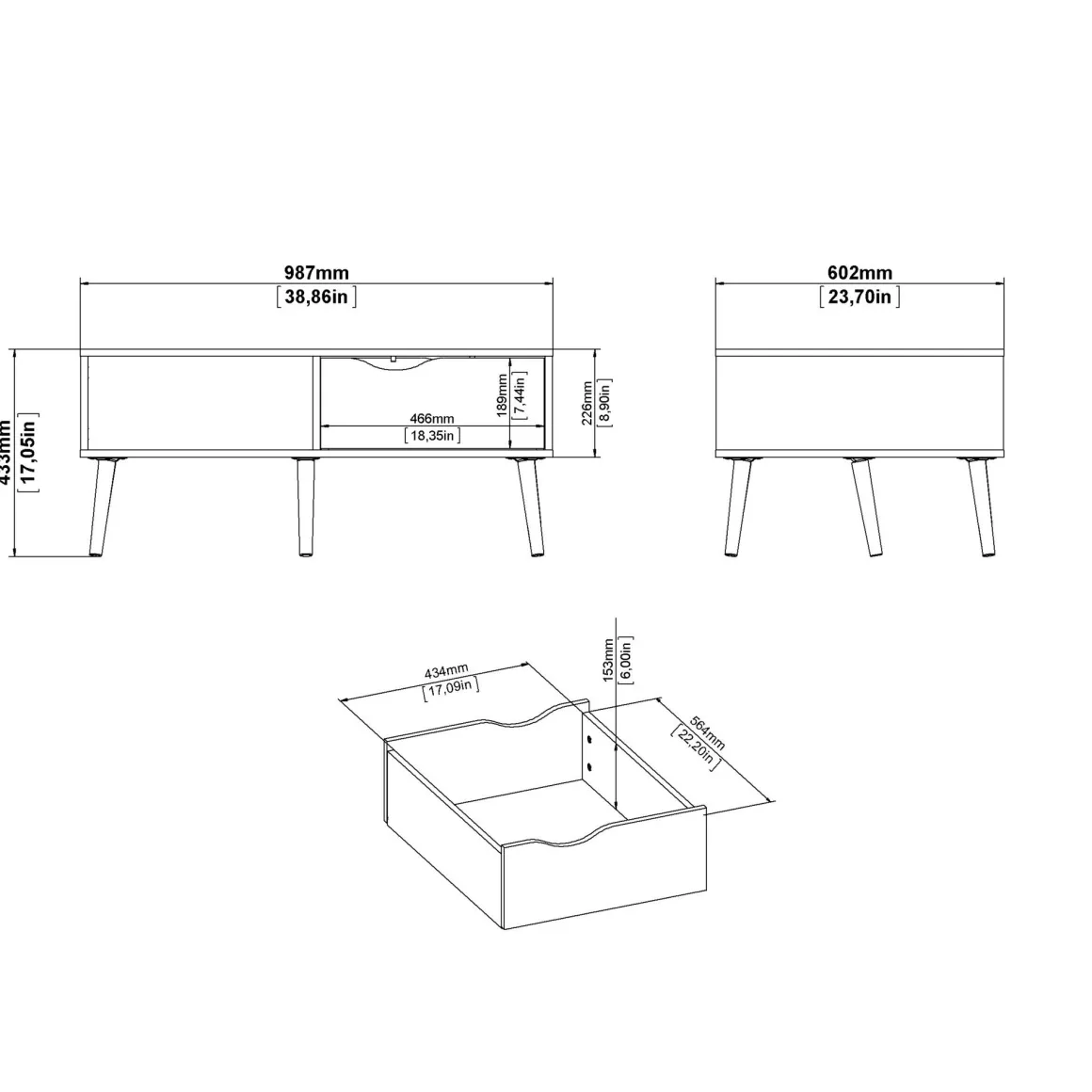 TAVOLINO MOD. OSLO CM 98,7X60,2 H. 43,3 BIANCO OPACO E OAK: vendita online TAVOLINO MOD. OSLO CM 98,7X60,2 H. 43,3 BIANCO OPACO E OAK in offerta