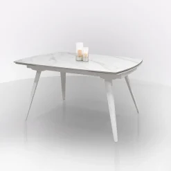 TAVOLO ALL. CHIC ROUND CM 140 METALLO BIANCO E VETRO EFFETTO MARMO BIANCO: vendita online TAVOLO ALL. CHIC ROUND CM 140 METALLO BIANCO E VETRO EFFETTO MARMO BIANCO in offerta