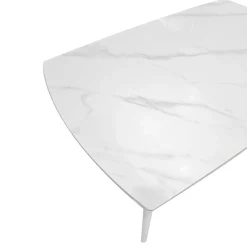 TAVOLO ALL. CHIC ROUND CM 140 METALLO BIANCO E VETRO EFFETTO MARMO BIANCO: vendita online TAVOLO ALL. CHIC ROUND CM 140 METALLO BIANCO E VETRO EFFETTO MARMO BIANCO in offerta