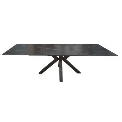 TAVOLO ALL. CM 160X90 METALLO NERO E VETRO EFFETTO MARMO : vendita online TAVOLO ALL. CM 160X90 METALLO NERO E VETRO EFFETTO MARMO in offerta