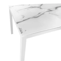 TAVOLO ALL. 160X90 BIANCO E VETRO EFFETTO PIETRA: vendita online TAVOLO ALL. 160X90 BIANCO E VETRO EFFETTO PIETRA in offerta