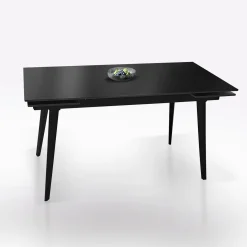 TAVOLO ALL. 140X80 NERO E VETRO EFFETTO MARMO SATINATO: vendita online TAVOLO ALL. 140X80 NERO E VETRO EFFETTO MARMO SATINATO in offerta