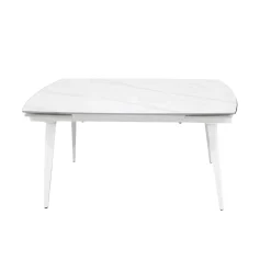 TAVOLO CM 140X80 ALL. METALLO BIANCO E VETRO EFFETTO MARMO: vendita online TAVOLO CM 140X80 ALL. METALLO BIANCO E VETRO EFFETTO MARMO in offerta