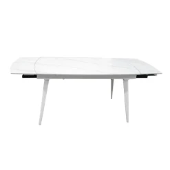 TAVOLO CM 140X80 ALL. METALLO BIANCO E VETRO EFFETTO MARMO: vendita online TAVOLO CM 140X80 ALL. METALLO BIANCO E VETRO EFFETTO MARMO in offerta