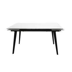 TAVOLO CM 140X80 ALL. METALLO NERO E VETRO EFFETTO MARMO: vendita online TAVOLO CM 140X80 ALL. METALLO NERO E VETRO EFFETTO MARMO in offerta