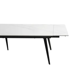 TAVOLO CM 140X80 ALL. METALLO NERO E VETRO EFFETTO MARMO: vendita online TAVOLO CM 140X80 ALL. METALLO NERO E VETRO EFFETTO MARMO in offerta