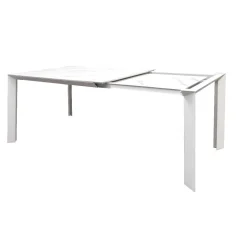 TAVOLO DIAMANTE ALL. 140X90 BIANCO OPACO E MARMO BIANCO : vendita online TAVOLO DIAMANTE ALL. 140X90 BIANCO OPACO E MARMO BIANCO in offerta