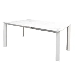 TAVOLO DIAMANTE ALL. 140X90 BIANCO OPACO E MARMO BIANCO : vendita online TAVOLO DIAMANTE ALL. 140X90 BIANCO OPACO E MARMO BIANCO in offerta