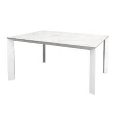 TAVOLO DIAMANTE ALL. 140X90 BIANCO OPACO E MARMO BIANCO : vendita online TAVOLO DIAMANTE ALL. 140X90 BIANCO OPACO E MARMO BIANCO in offerta