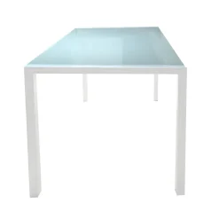 TAVOLO FISSO MOD. EMILY CM 110X70 BIANCO E VETRO TEMPERATO: vendita online TAVOLO FISSO MOD. EMILY CM 110X70 BIANCO E VETRO TEMPERATO in offerta