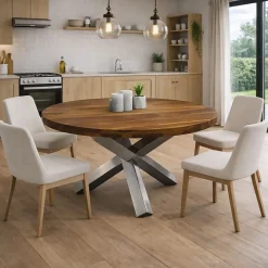 TAVOLO TONDO DIAM. 130 LEGNO E METALLO: vendita online TAVOLO TONDO DIAM. 130 LEGNO E METALLO in offerta