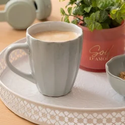 TAZZA CON MANICO IN GRES LINEA AUDE 37CL VERDE CHIARO