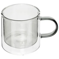 TAZZA MUG LEXY 250ML IN VETRO BOROSILICATO GRIGIO TRASPARENTE 12X8CM H 8,5CM