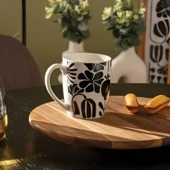 TAZZA TWISTED LIME IN PORCELLANA CON MANICO 37CL BIANCA E NERA
