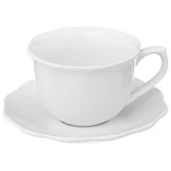 TAZZINA CON PIATTINO IN PORCELLANA LINEA ALMA 23CL BIANCO