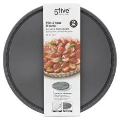 TEGLIA PER CROSTATA IN VETRO CON COPERCHIO 31X3.8CM 2LT