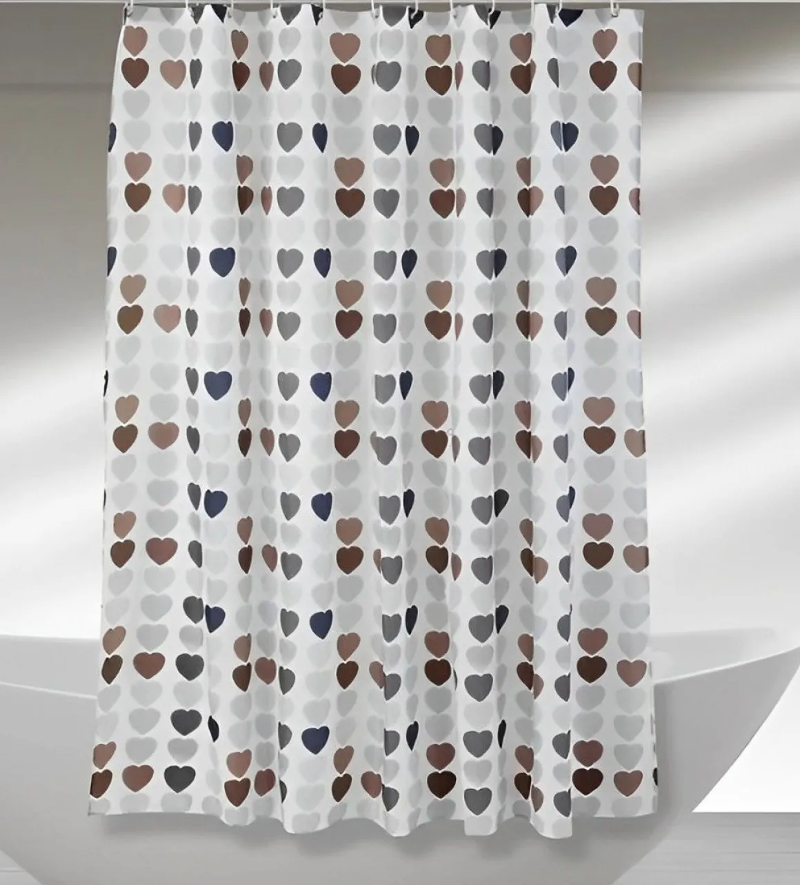 TENDA DA DOCCIA IN PEVA CM 180X200 CUORI MULTICOLORE