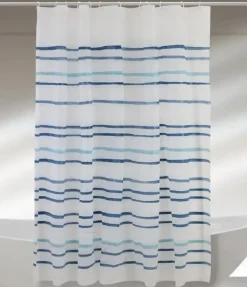 TENDA DA DOCCIA IN PEVA CM 180X200 RIGHE AZZURRE MULTICOLORE