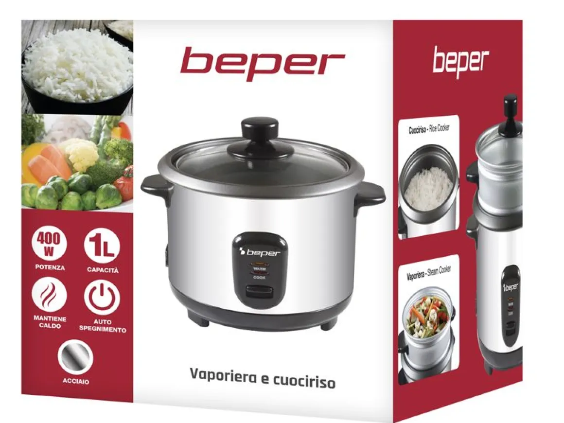 VAPORIERA E CUOCIRISO 400W 1LT 27X23X28.5CM