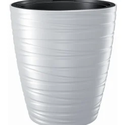 Vaso bianco tondo per piante e fiori: modello maze