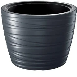 Vaso nero tondo per piante e fiori: vaso maze 40cm