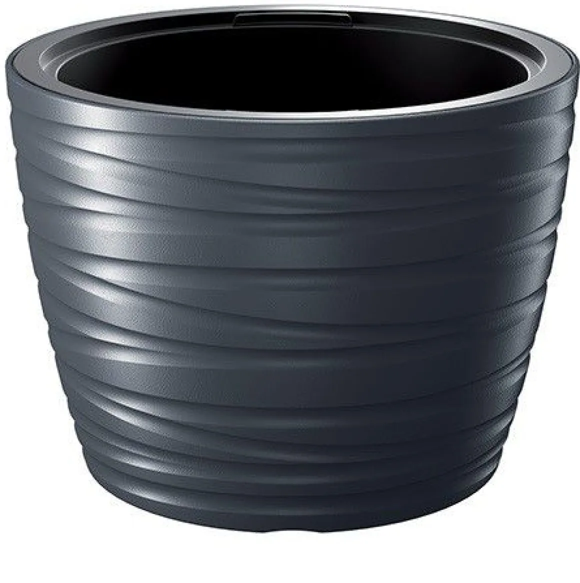 Vaso nero tondo per piante e fiori: vaso maze 40cm