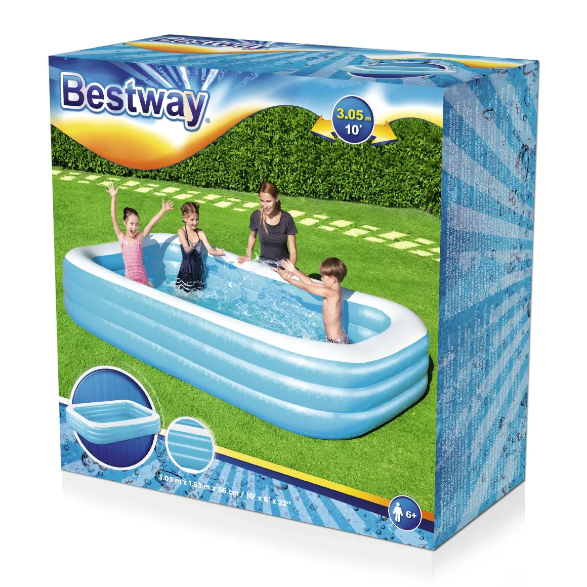Vendita online di BESTWAY - PISCINA GONFIABILE A 3 ANELLI 305X183 H. 56CM 1161LT