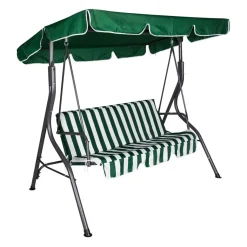 Vendita online di DONDOLO 3 POSTI IN METALLO SILVER E POLIESTERE RIGATO VERDE/BIANCO