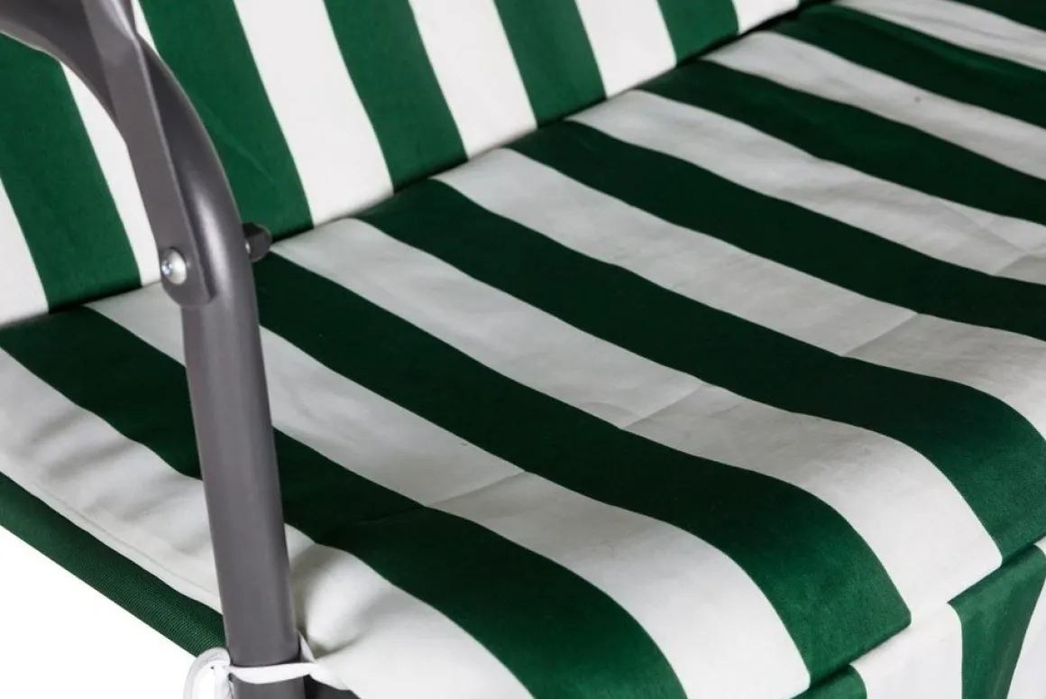 Vendita online di DONDOLO 3 POSTI IN METALLO SILVER E POLIESTERE RIGATO VERDE/BIANCO