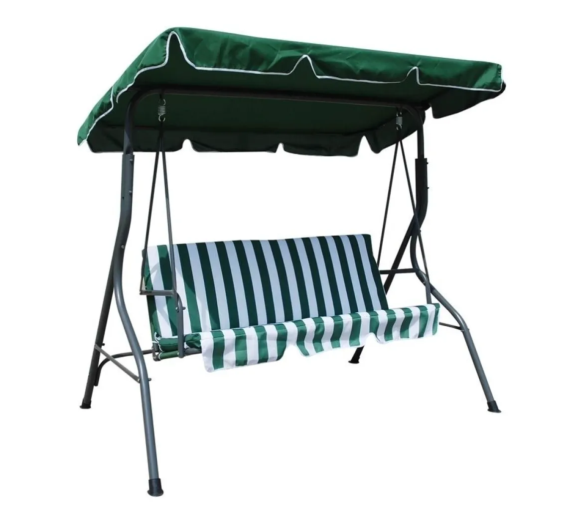 Vendita online di DONDOLO 3 POSTI IN METALLO SILVER E POLIESTERE RIGATO VERDE/BIANCO