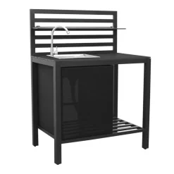Vendita online di ELEMENTO CUCINA DA ESTERNO CON LAVELLO 90X60 H.126 CM NERO