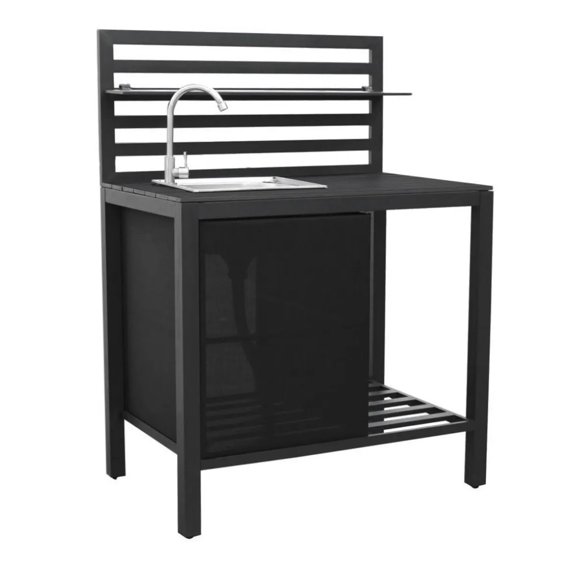 Vendita online di ELEMENTO CUCINA DA ESTERNO CON LAVELLO 90X60 H.126 CM NERO