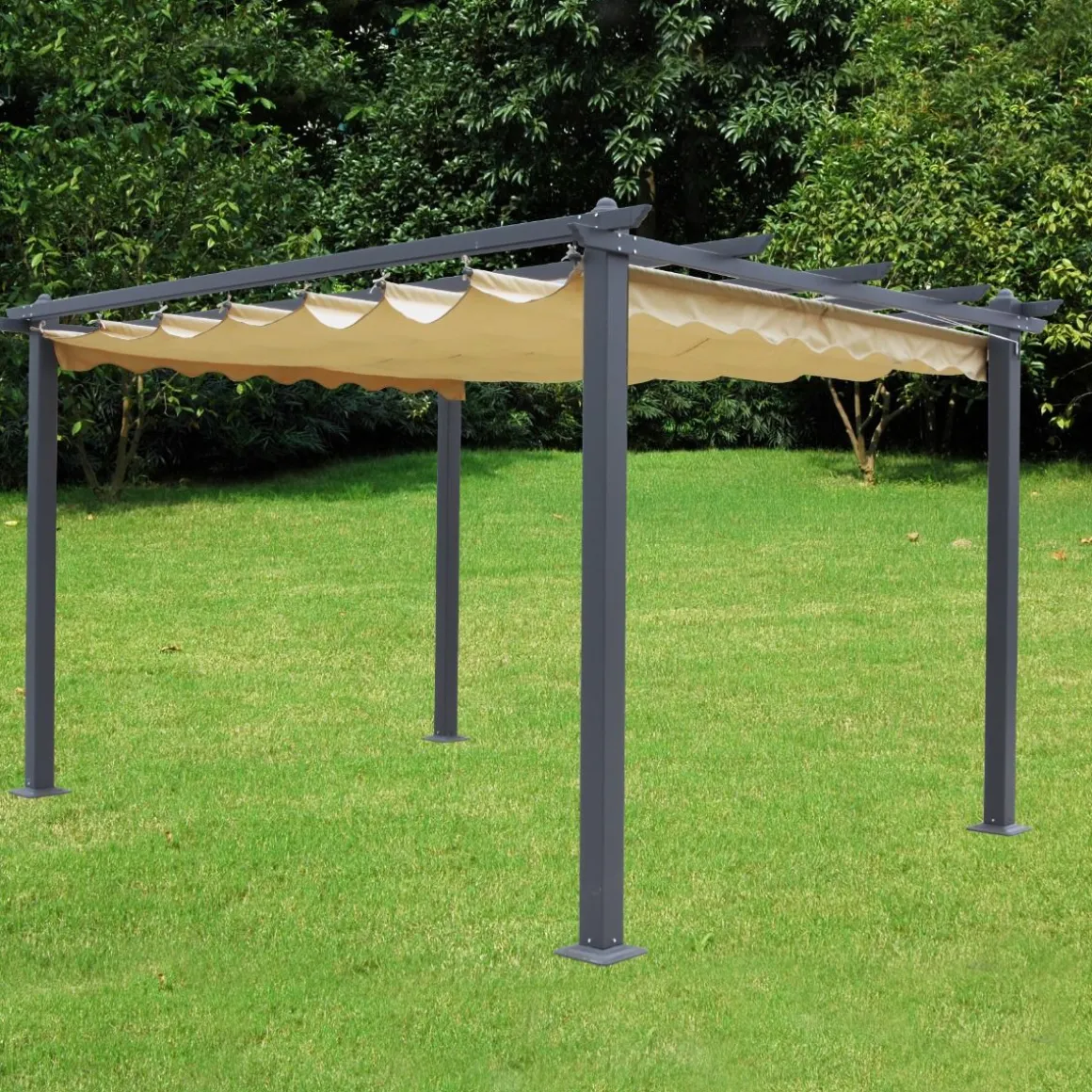 Vendita online di PERGOLA MT 3X4 CON COPERTURA A SCORRIMENTO ANTRACITE E BEIGE