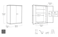 Vendita online di PORTA ATTREZZI HIGH STORE + CM 140X73,6 H.170,4 GRIGIO