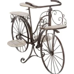 Vendita online di PORTAVASO BICICLETTA 5 POSTI IN FERRO E QUERCIA 91X45X59CM