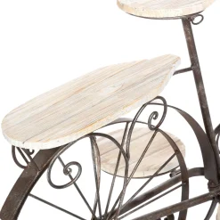Vendita online di PORTAVASO BICICLETTA 5 POSTI IN FERRO E QUERCIA 91X45X59CM