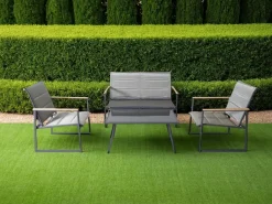 Vendita online di SALOTTO DA GIARDINO IN METALLO ANTRACITE E TEXTILENE