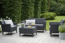 Vendita online di SALOTTO DA GIARDINO SALEMO RESINA EFFETTO RATTAN GRAFITE