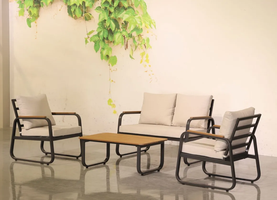 Vendita online di SALOTTO DA GIARDINO POLYWOOD E ALLUMINIO ANTRACITE