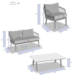 Vendita online di SALOTTO DA GIARDINO BARCELLONA ALLUMINIO BIANCO E TORTORA