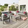 Vendita online di SALOTTO DA GIARDINO EVASION ALLUMINIO MARRONE E POLIESTERE GRIGIO