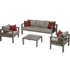 Vendita online di SALOTTO DA GIARDINO EVASION ALLUMINIO MARRONE E POLIESTERE GRIGIO