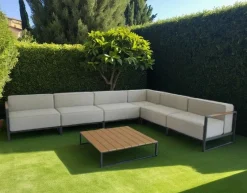 Vendita online di SALOTTO DA GIARDINO MODULABILE ALLUMINIO ANTRACITE E POLYWOOD